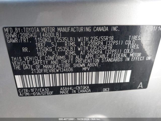 2T3DFREV8EW134606 Toyota Rav4 Limited