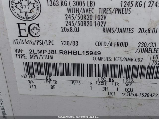 2LMPJ8LR8HBL15949 Lincoln Mkx Reserve