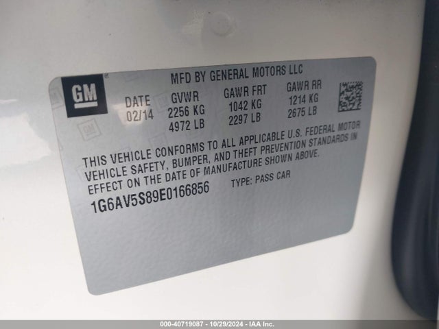 Cadillac Cts Vsport Premium 2014 1G6AV5S89E0166856 Image 9