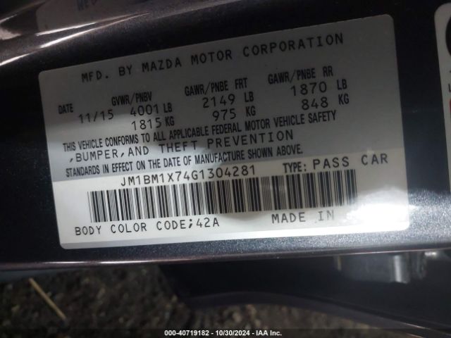 JM1BM1X74G1304281 Mazda 3 Grand Touring