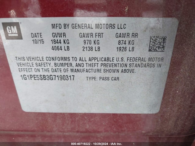 1G1PE5SB3G7190317 Chevrolet luv - vvt, alum, e85 max