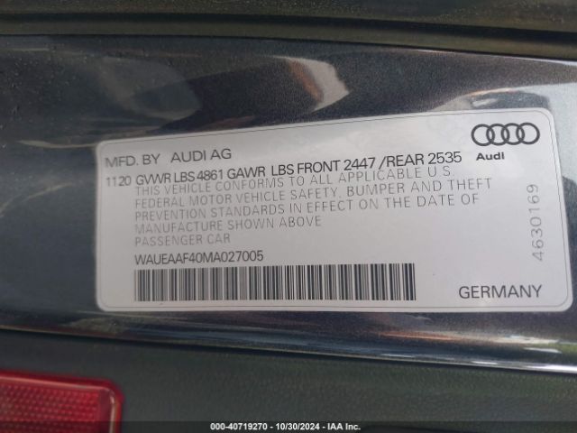 WAUEAAF40MA027005 Audi A4 Premium Plus 45 Tfsi S Line Quattro S Tronic