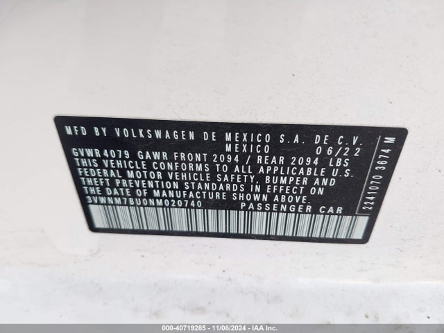 3VWNM7BU0NM020740 Volkswagen 1.5 tsi