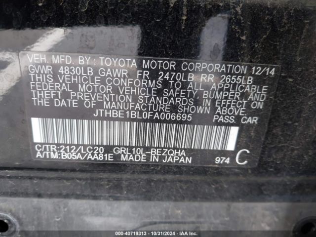 JTHBE1BL0FA006695 Lexus GS 350