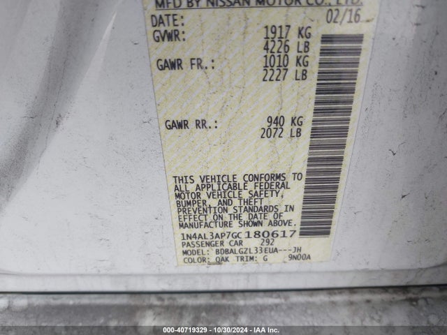 Nissan Altima 2.5 S 2016 1N4AL3AP7GC180617 Image 9