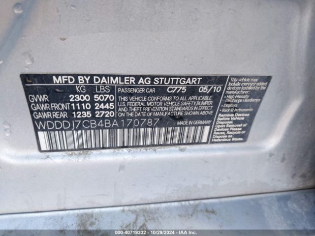 2011 MERCEDES-BENZ CLS 550 WDDDJ7CB4BA170787 Photo 8