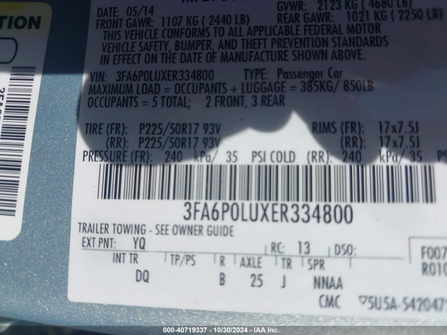 Ford Fusion Se Hybrid 2014 3FA6P0LUXER334800 Image 9