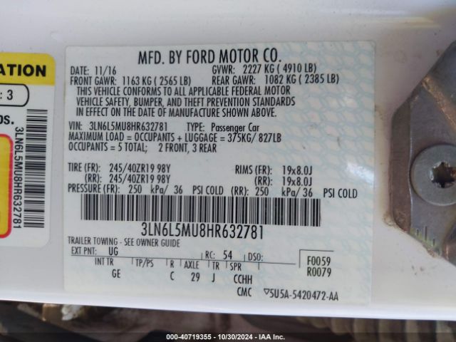 3LN6L5MU8HR632781 Lincoln Mkz Hybrid Reserve