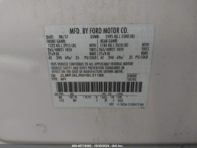 2LMPJ6LR6HBL51188 Lincoln Mkx Reserve