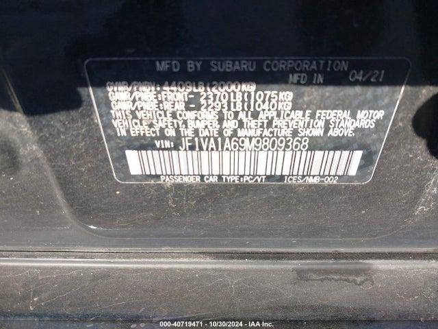 Subaru WRX 2021 JF1VA1A69M9809368 Image 9