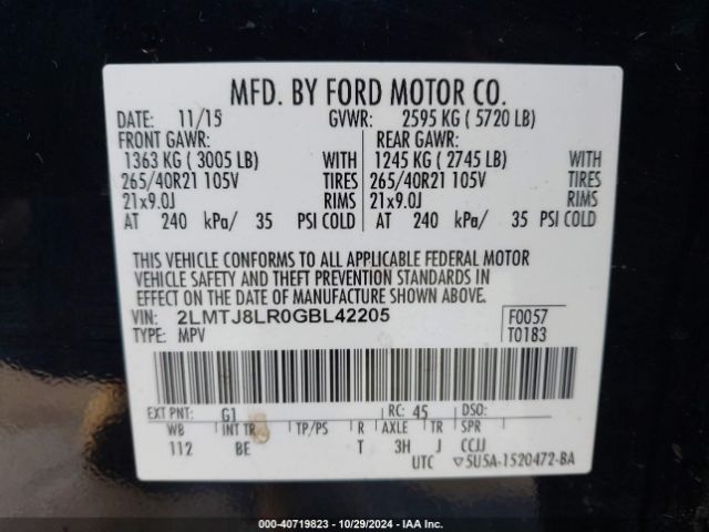 2LMTJ8LR0GBL42205 Lincoln Mkx Reserve