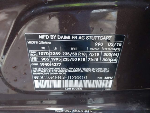 WDCTG4EB5FJ128810 Mercedes-Benz GLA 250