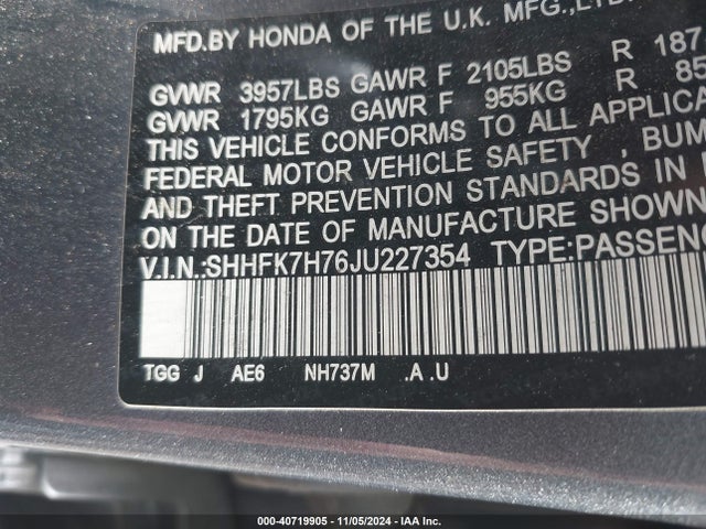 Honda Civic Ex-l 2018 SHHFK7H76JU227354 Image 9