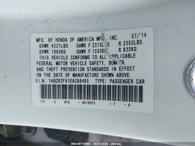Honda Accord Ex-l 2014 1HGCR2F81EA288495 Image 9