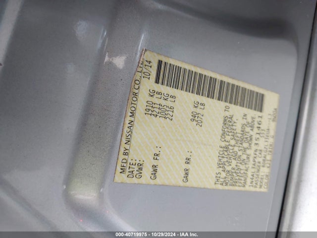 Nissan Altima 2.5 S 2015 1N4AL3APXFN351461 Image 9
