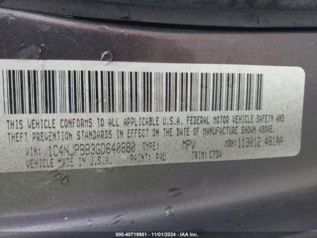 1C4NJPBB3GD640880 Jeep Patriot Sport