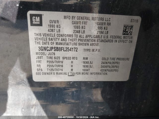 3GNCJPSB8FL254172 Chevrolet Trax 1ls