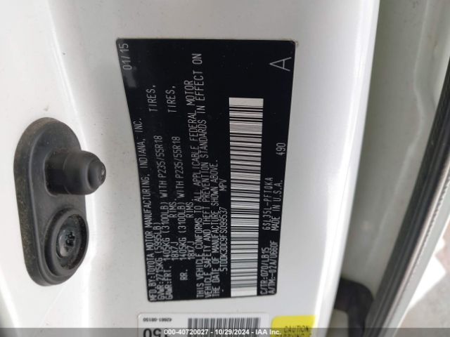 5TDDK3DC9FS099537 Toyota Sienna Limited Premium 7 Passenger