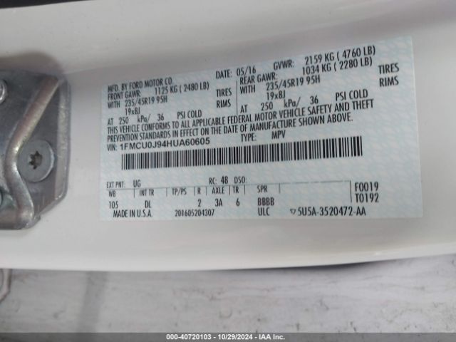 1FMCU0J94HUA60605 Ford Escape Titanium