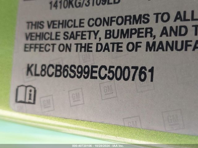 KL8CB6S99EC500761 Chevrolet Spark Ls Auto