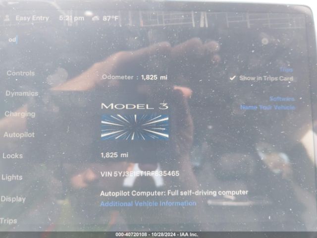 5YJ3E1ET1RF835465 Tesla MODEL 3