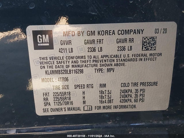 KL4MMBS20LB116298 Buick Encore Gx Fwd Preferred
