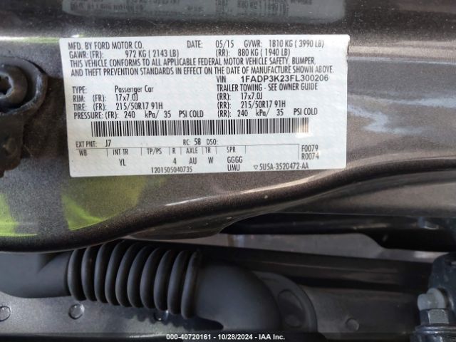 1FADP3K23FL300206 Ford FOCUS SE