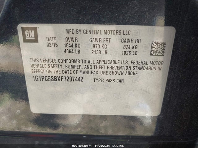 Chevrolet Cruze 1lt Auto 2015 1G1PC5SBXF7207442 Image 9