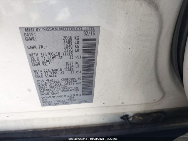 2016 NISSAN ROGUE 5N1AT2MT4GC812983 Photo 8