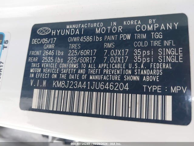 Hyundai TUCSON SE 2018 KM8J23A41JU646204 Image 9