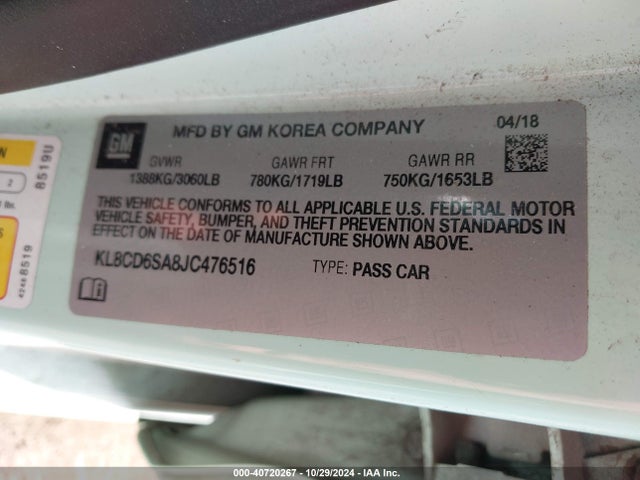 Chevrolet Spark 1lt Cvt 2018 KL8CD6SA8JC476516 Image 9