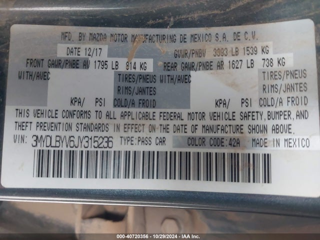 3MYDLBYV6JY315236 Toyota p5v