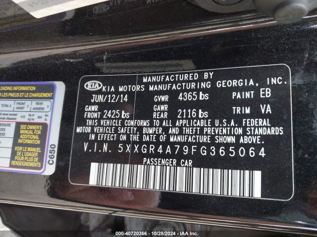 KIA OPTIMA SX 2015 5XXGR4A79FG365064 Image 9