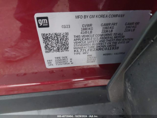 KL77LFE2XRC011938 Chevrolet Trax Fwd Sp