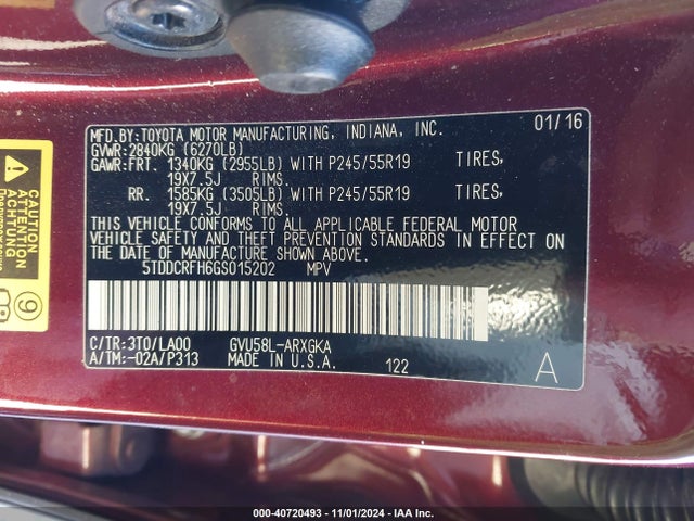 5TDDCRFH6GS015202 Toyota Highlander Hybrid Limited Platinum V6