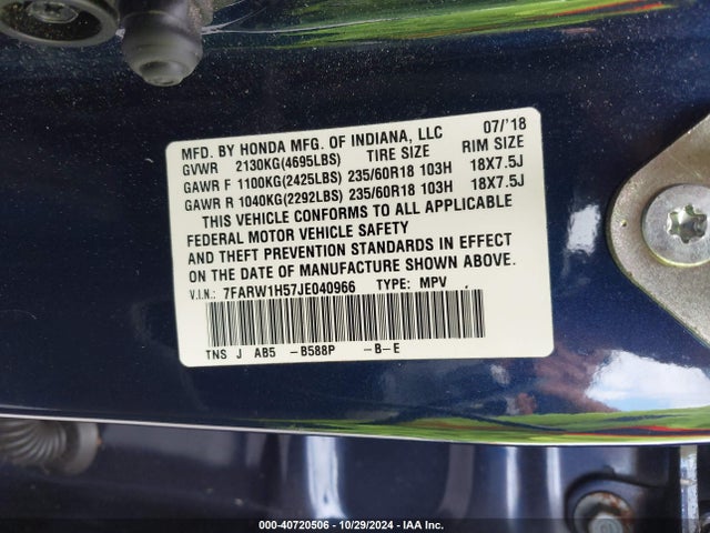 Honda CR-V EX 2018 7FARW1H57JE040966 Image 9