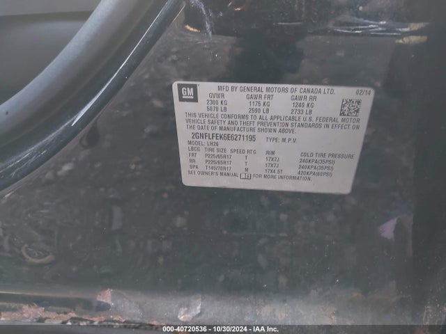 Chevrolet EQUINOX 1LT 2014 2GNFLFEK6E6271195 Image 9