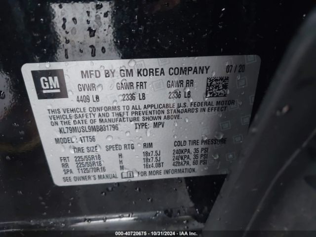 KL79MUSL9MB031796 Chevrolet Trailblazer Awd Rs