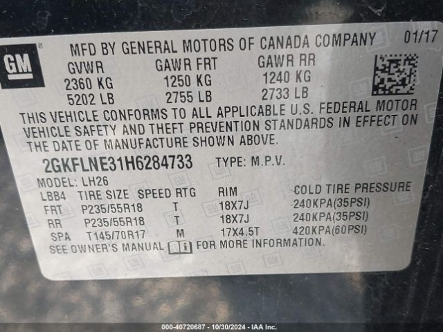 2GKFLNE31H6284733 GMC Terrain Sle-2