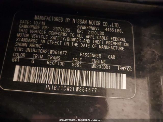 JN1BJ1CW2LW364677 Nissan Rogue Sport S Awd Xtronic Cvt