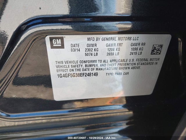 1G4GF5G38EF248149 Buick Lacrosse Premium Ii Group