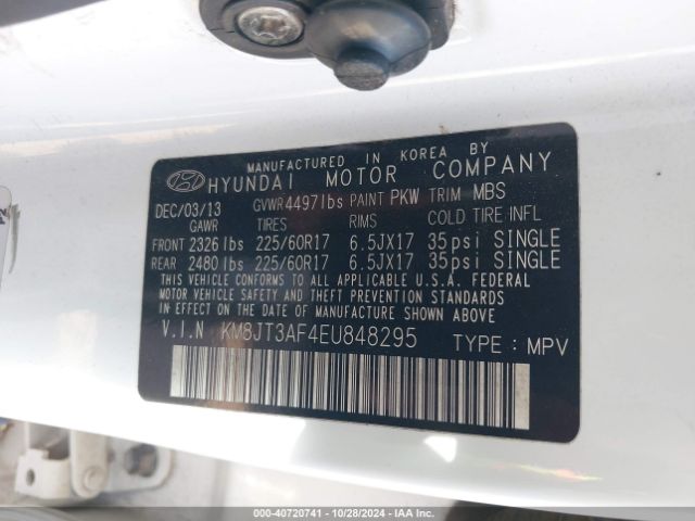 KM8JT3AF4EU848295 Hyundai TUCSON GLS