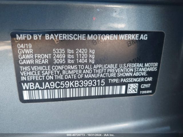 WBAJA9C59KB399315 BMW 530e Iperformance