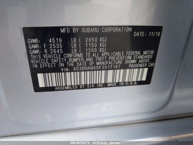 4S3BNAB65K3017167 Subaru Legacy 2.5i