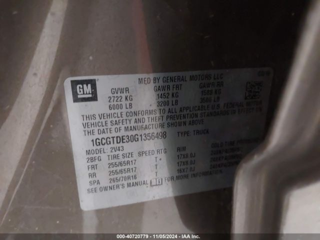 1GCGTDE30G1356498 Chevrolet Colorado Z71