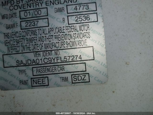 2000 JAGUAR S-TYPE SAJDA01C9YFL57274 Photo 8