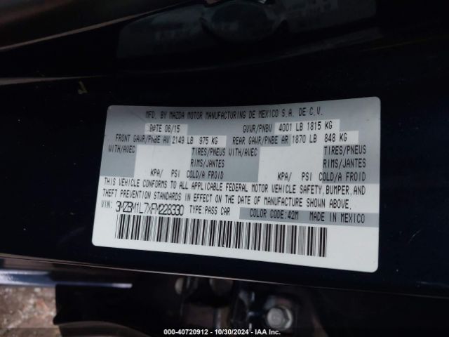 3MZBM1L7XFM228330 Mazda Mazda3 I Touring