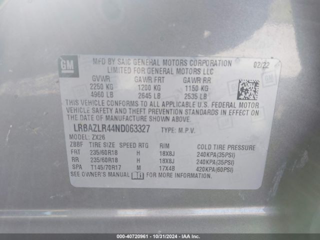 LRBAZLR44ND063327 Buick Envision Fwd Preferred