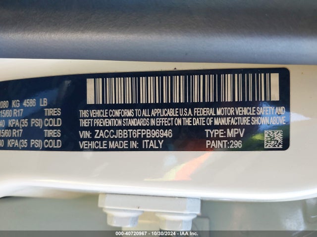 ZACCJBBT6FPB96946 Jeep Renegade Latitude