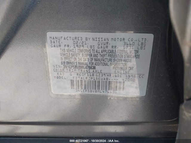 Nissan Kicks S Xtronic Cvt 2021 3N1CP5BV8ML476636 Image 9